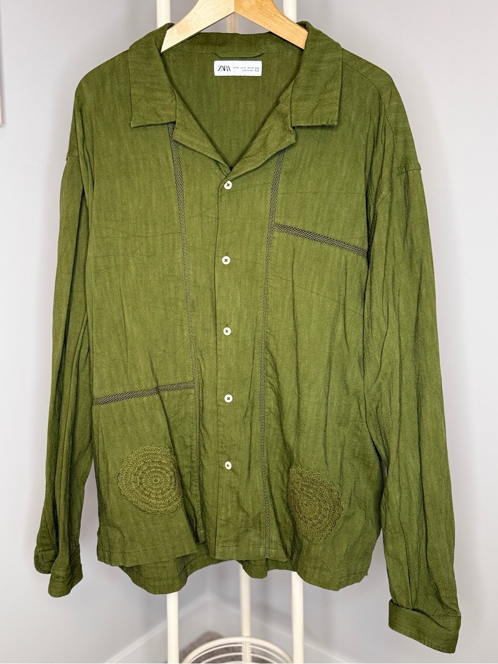 Zara Green Lightweight Button-Up Men's Shirt Jacket